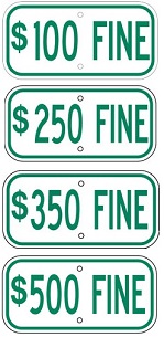 $100, $250 or $350 Handicap Fine - 12x6-inch Green